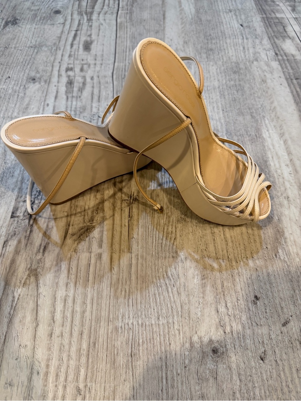 Sergio Rossi Platform Wedge Strappy Sandals 38.5